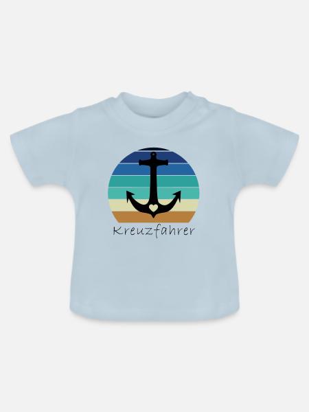 Retro Anker mit Herz Kreuzfahrer - Baby Bio-T-Shirt mit Rundhals - Hellblau