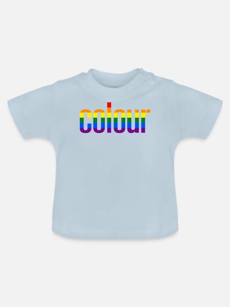 colour Rainbow - Regenbogenfarben - Baby Bio-T-Shirt mit Rundhals - Hellblau