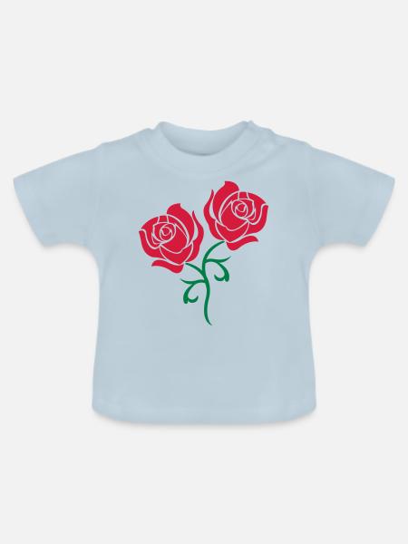 roses - Baby Bio-T-Shirt mit Rundhals - Hellblau