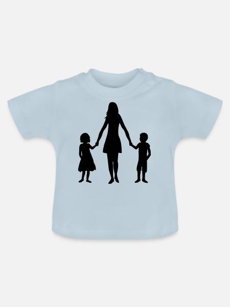 2 Kinder Mama - Baby Bio-T-Shirt mit Rundhals - Hellblau