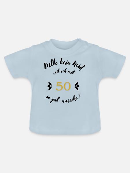 50er Schwarz - Baby Bio-T-Shirt mit Rundhals - Hellblau