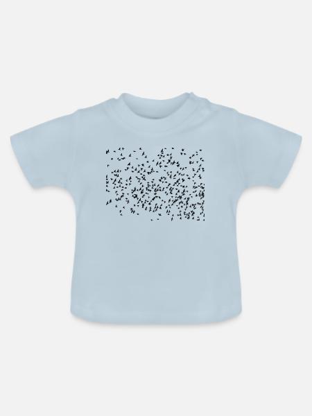 Vogelschwarm - Baby Bio-T-Shirt mit Rundhals - Hellblau