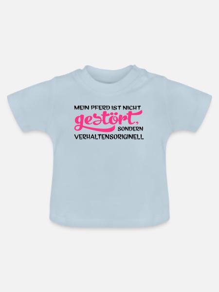 Pferd - Baby Bio-T-Shirt mit Rundhals - Hellblau