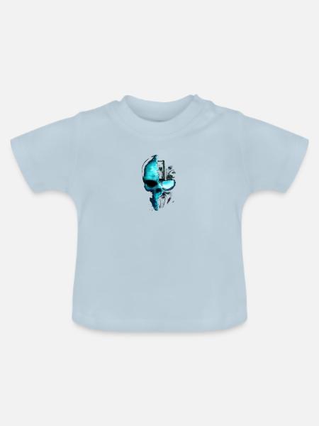 Cyber-Totenkopf - Baby Bio-T-Shirt mit Rundhals - Hellblau