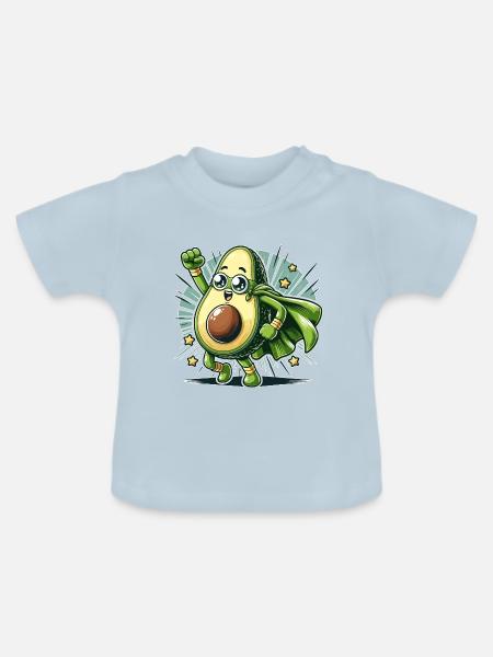 Power Avocado - Baby Bio-T-Shirt mit Rundhals - Hellblau
