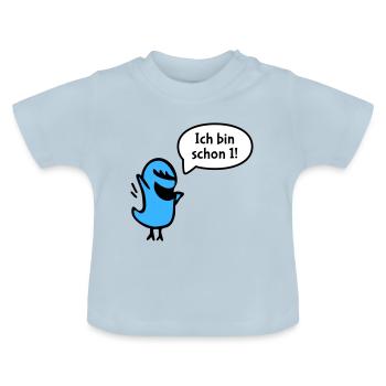 Ich bin schon eins - Baby Bio-T-Shirt mit Rundhals - Hellblau - Vorne