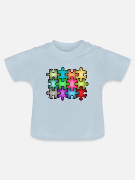 Puzzleteile - Baby Bio-T-Shirt mit Rundhals - Hellblau