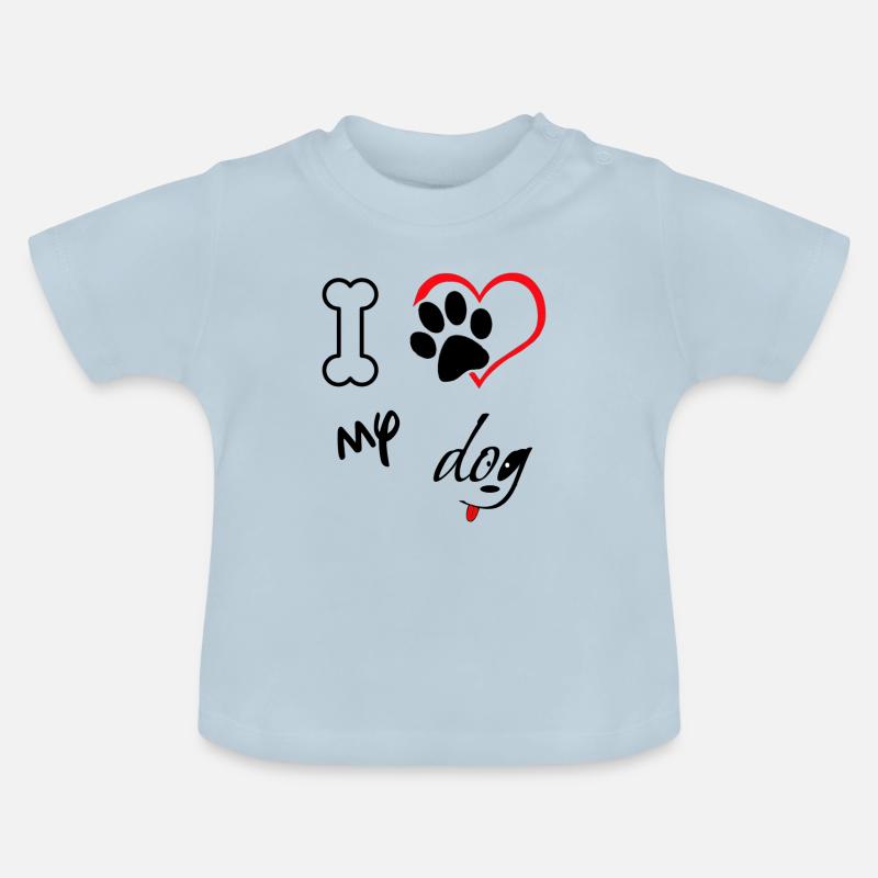 J'aime mon chien - T-shirt bio col rond Bébé - bleu clair