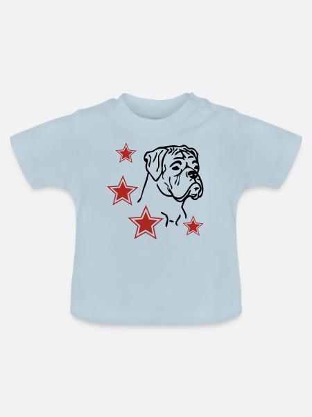 boxer © - www.dog-power.nl - Baby Bio-T-Shirt mit Rundhals - Hellblau