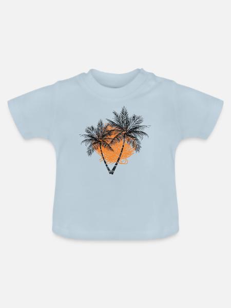 Palmen - Baby Bio-T-Shirt mit Rundhals - Hellblau