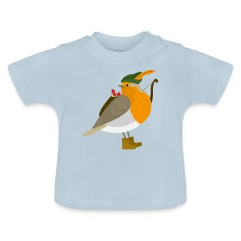 Robin Hood Rotkehlchen bunt - Baby Bio-T-Shirt mit Rundhals - Hellblau - Vorne