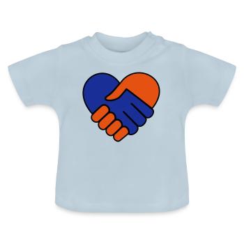 Main dans la main coeur bleu rouge - T-shirt bio col rond Bébé - bleu clair - Devant