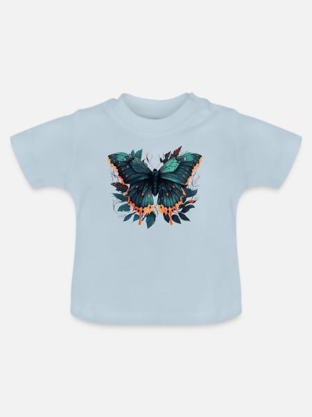 Schmetterling Natur - Baby Bio-T-Shirt mit Rundhals - Hellblau
