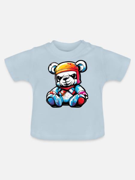 Teddybär / Kuscheltier / Stofftier / Geschenkidee - Baby Bio-T-Shirt mit Rundhals - Hellblau