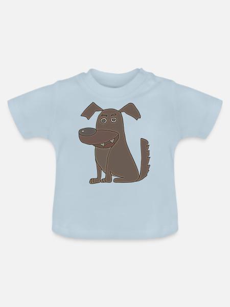 hund braun - Baby Bio-T-Shirt mit Rundhals - Hellblau