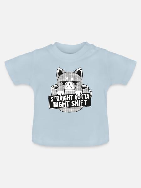 Direkte aus der Nachtschicht - Baby Bio-T-Shirt mit Rundhals - Hellblau