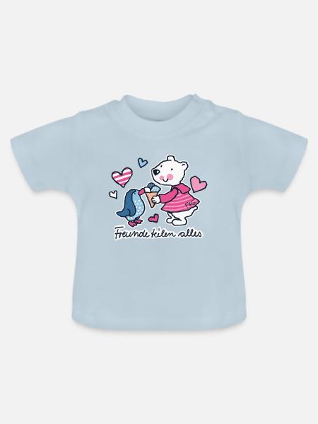 Freunde teilen alles - Baby Bio-T-Shirt mit Rundhals - Hellblau