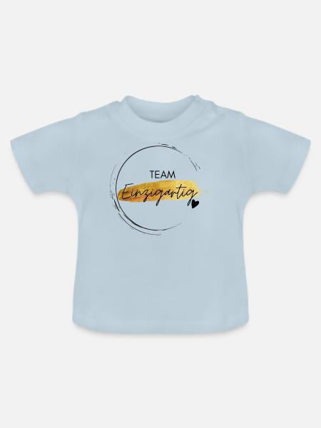 Team Einzigartig - positives Denken - Affirmation - Baby Bio-T-Shirt mit Rundhals - Hellblau