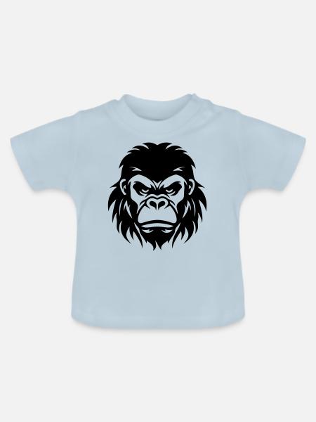 Gorilla Kopf - Baby Bio-T-Shirt mit Rundhals - Hellblau