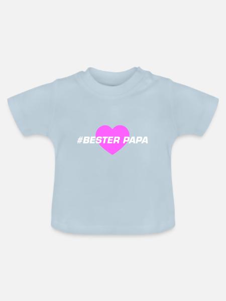 Bester Papa Herz Liebe - Baby Bio-T-Shirt mit Rundhals - Hellblau