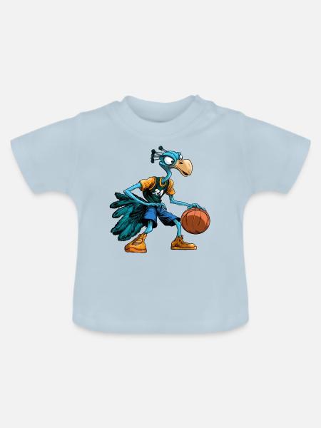 Basketball Vogelstrauss - Baby Bio-T-Shirt mit Rundhals - Hellblau