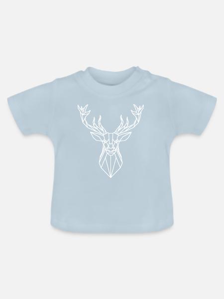Hirsch Hirschkopf weiß - Baby Bio-T-Shirt mit Rundhals - Hellblau