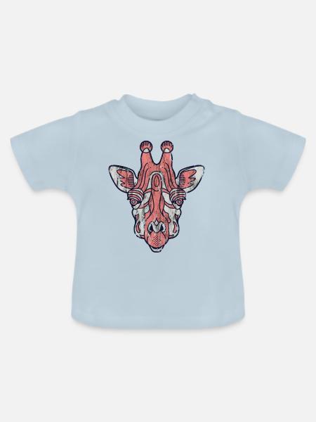 Giraffe - Baby Bio-T-Shirt mit Rundhals - Hellblau