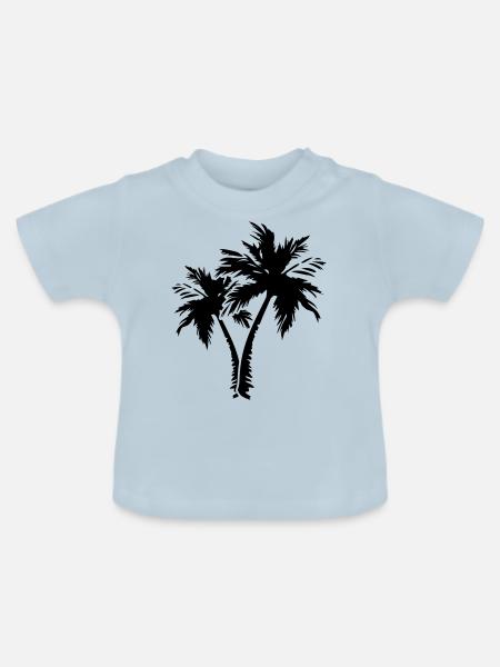 palm trees design - Baby Bio-T-Shirt mit Rundhals - Hellblau