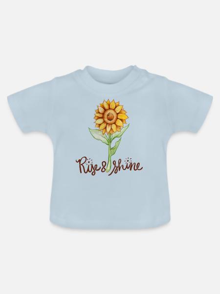 aufgehen und Sonnenblume leuchten - Baby Bio-T-Shirt mit Rundhals - Hellblau