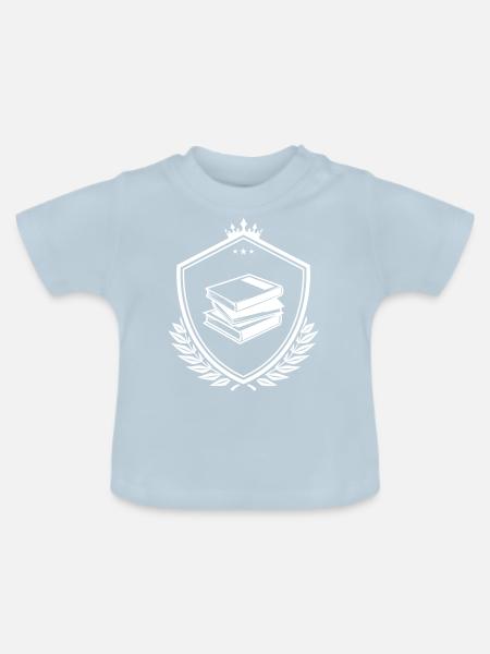 Bücher lernen wappen - Baby Bio-T-Shirt mit Rundhals - Hellblau