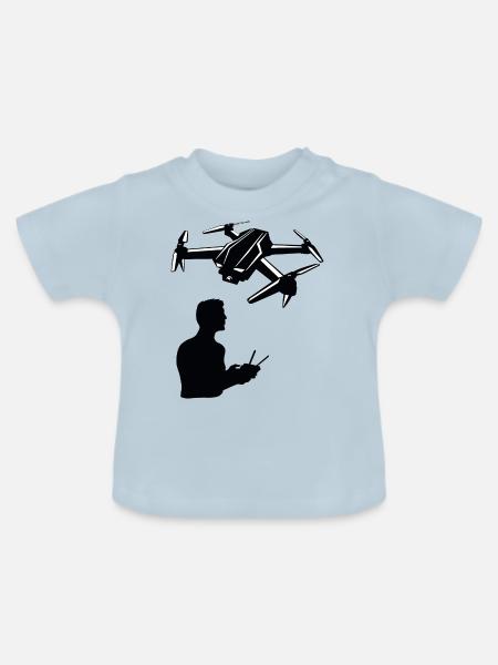 Drohne Mann mit Fernsteuerung - Baby Bio-T-Shirt mit Rundhals - Hellblau