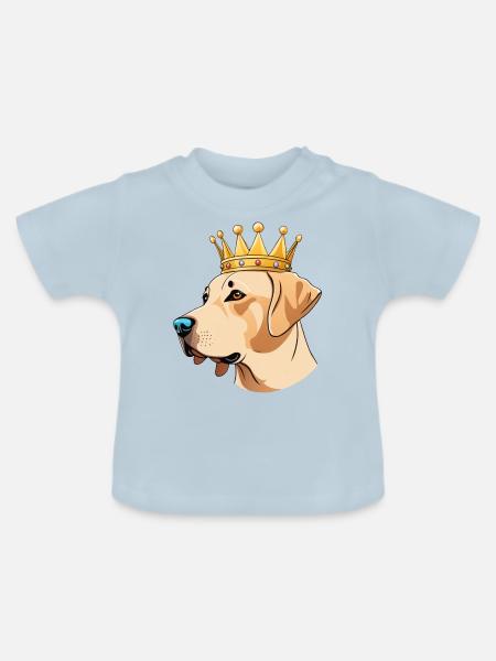 "Gekrönte Häupter" - Labrador - Baby Bio-T-Shirt mit Rundhals - Hellblau