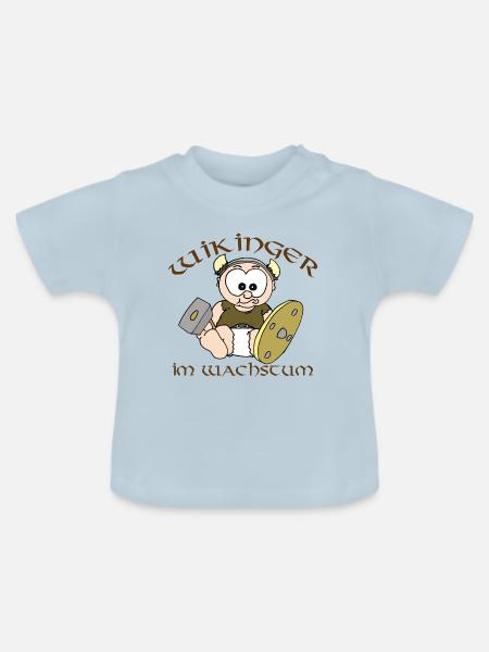 Wikinger im Wachstum - Baby Bio-T-Shirt mit Rundhals - Hellblau