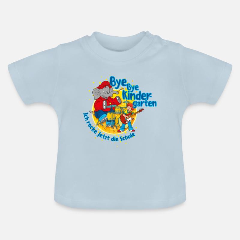 Benjamin Blümchen Bye Bye Kindergarten - Baby Bio-T-Shirt mit Rundhals - Hellblau