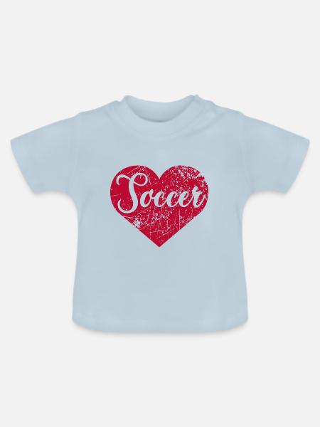 Soccer Herz - Baby Bio-T-Shirt mit Rundhals - Hellblau