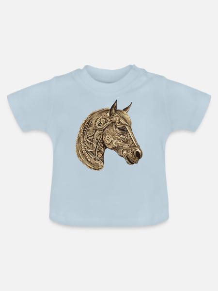 Pferd Portrait - Baby Bio-T-Shirt mit Rundhals - Hellblau