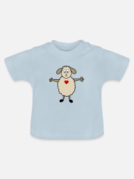 Schaf mit Herz - Baby Bio-T-Shirt mit Rundhals - Hellblau