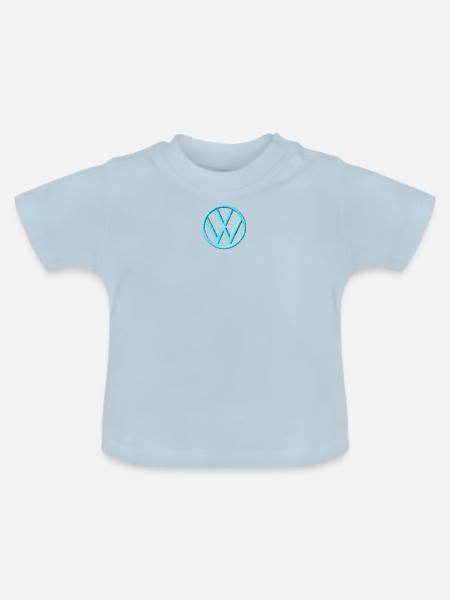 Volkswagen VW Klassisches Logo Stick - Baby Bio-T-Shirt mit Rundhals - Hellblau