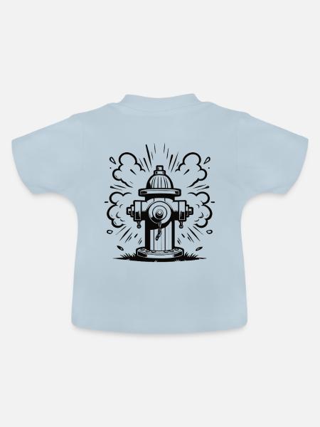 Retro Hydrant – Klassischer Hydranten Design - Baby Bio-T-Shirt mit Rundhals - Hellblau
