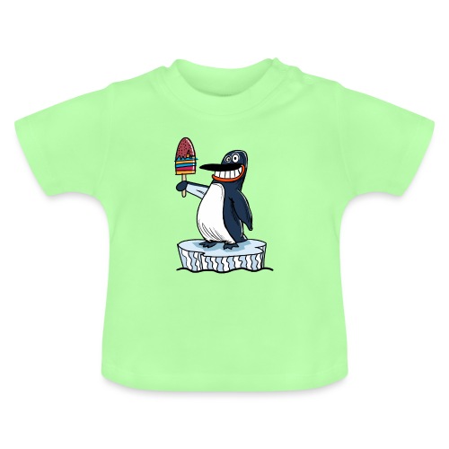 Funny Penguin Icecream Kids Smile: Penguin Ice - Maglietta ecologica con scollo rotondo per neonato