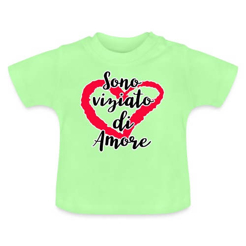 sono viziato di amore - Maglietta ecologica con scollo rotondo per neonato