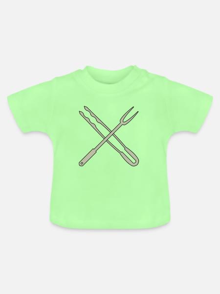 Grillzange und Fleischgabel - Baby Bio-T-Shirt mit Rundhals - Mintgrün