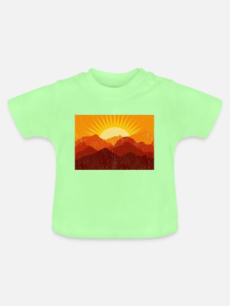 Sommer Wald Berge Sonne - Baby Bio-T-Shirt mit Rundhals - Mintgrün