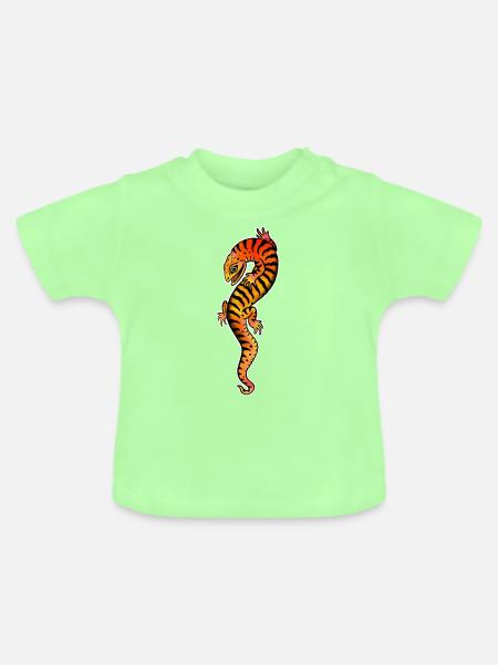 Eidechsen-Tattoo-Stil - Baby Bio-T-Shirt mit Rundhals - Mintgrün