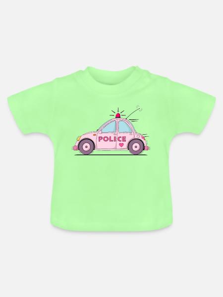 Polizeiauto Police Rosa - Baby Bio-T-Shirt mit Rundhals - Mintgrün