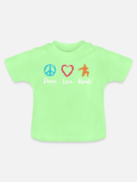 Frieden Liebe Karate - Baby Bio-T-Shirt mit Rundhals - Mintgrün