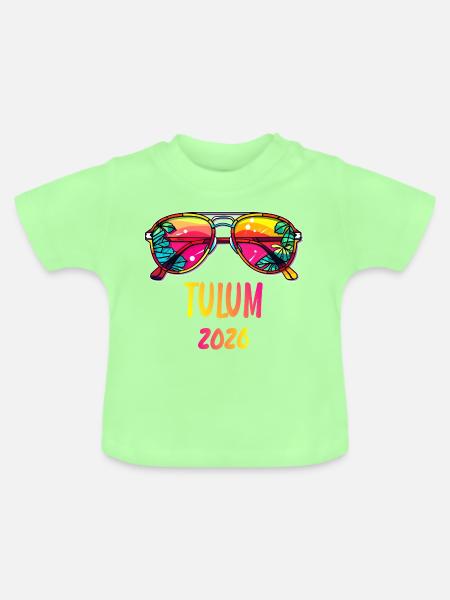 Tulum 2026 Sonnenbrillen Tropen - Baby Bio-T-Shirt mit Rundhals - Mintgrün