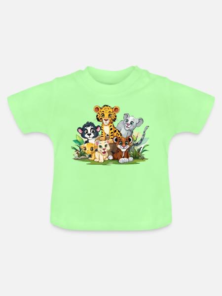 Tierfreunde im Dschungel - Baby Bio-T-Shirt mit Rundhals - Mintgrün