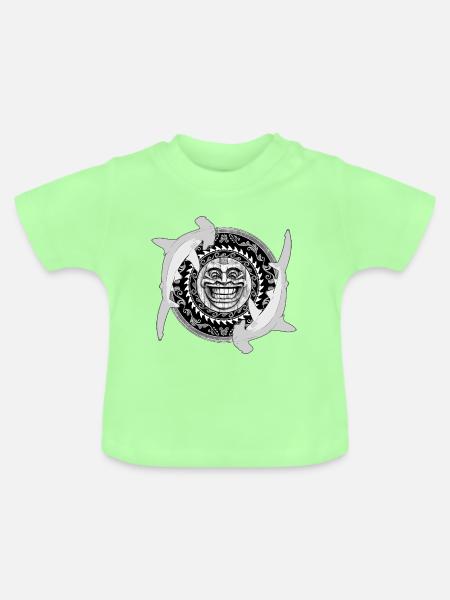 Hammerhai Tiki - Baby Bio-T-Shirt mit Rundhals - Mintgrün