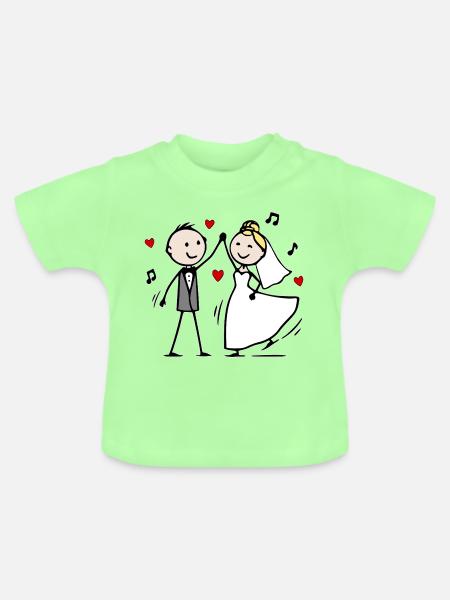 Hochzeitspaar Cartoon tanzen - Baby Bio-T-Shirt mit Rundhals - Mintgrün